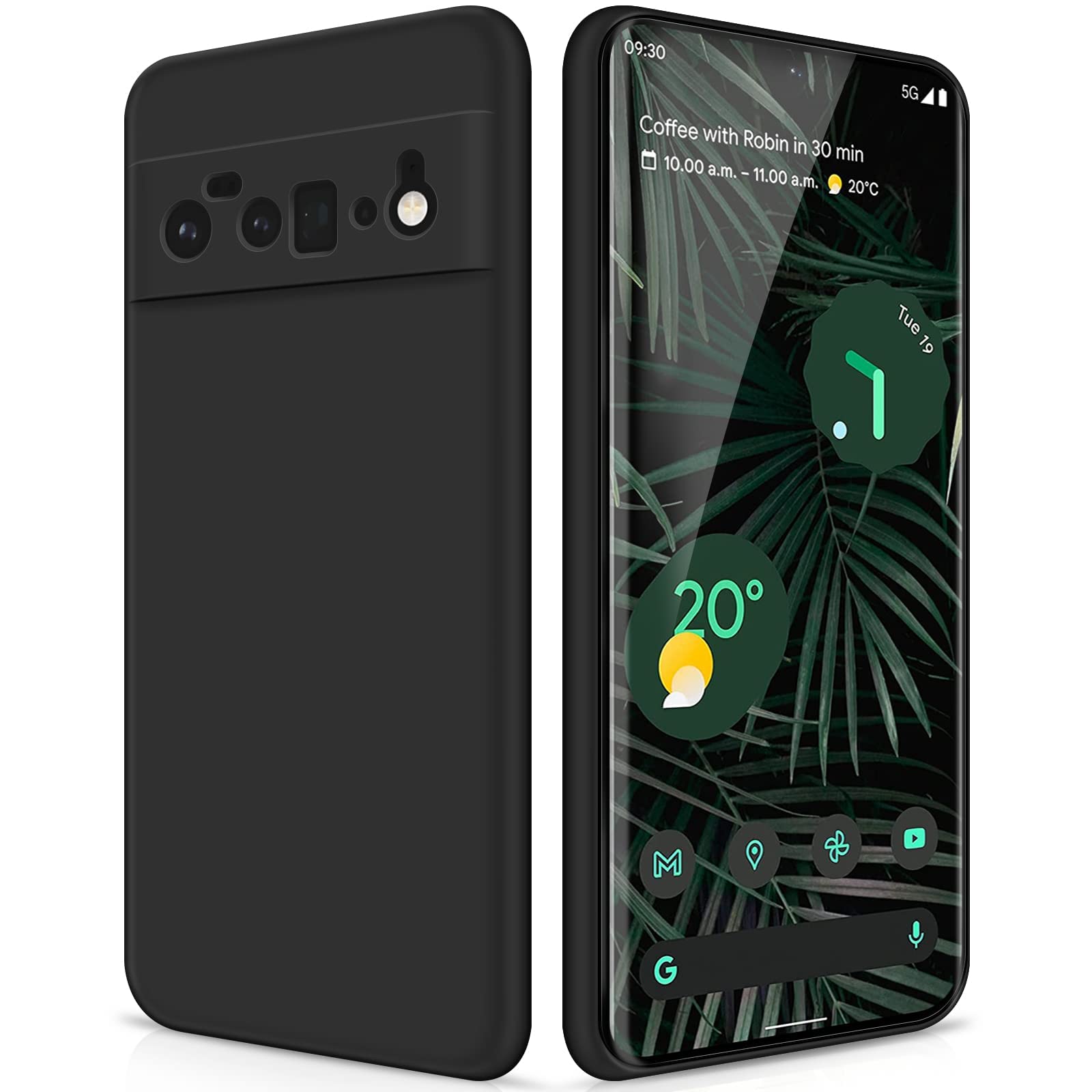 Google Pixel 6 Pro Case Cover Rubberized Matte Soft Silicone Thin TPU with Camera Protection Anti-Scratch Slim Fit Flexible Back Case Cover for Google Pixel 6 Pro Black