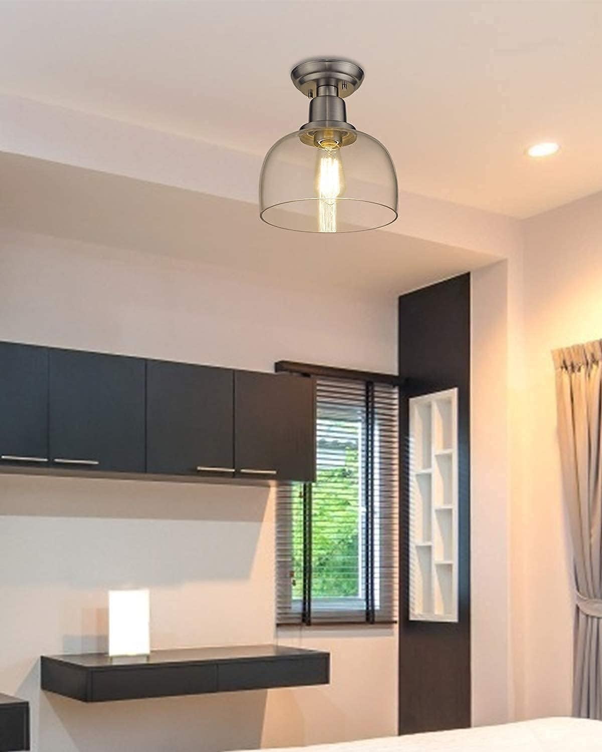 EAPUDUN 3-Light Linear Chandeliers for Kitchen Island and Farmhouse Ceiling Lighting in Brushed Nickel with Clear Glass Shade, for Kitchen Island Dining Room Foyer Hallway Entryway