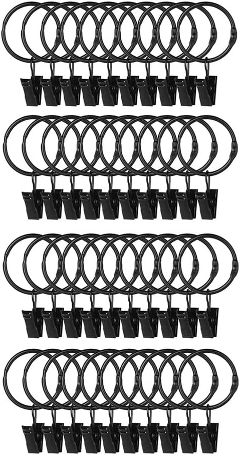 Metal Openable Curtain Rings Clips Rustproof Vintage Decorative Drapery Rods Hangers 1.26 Inch Inner Diameter