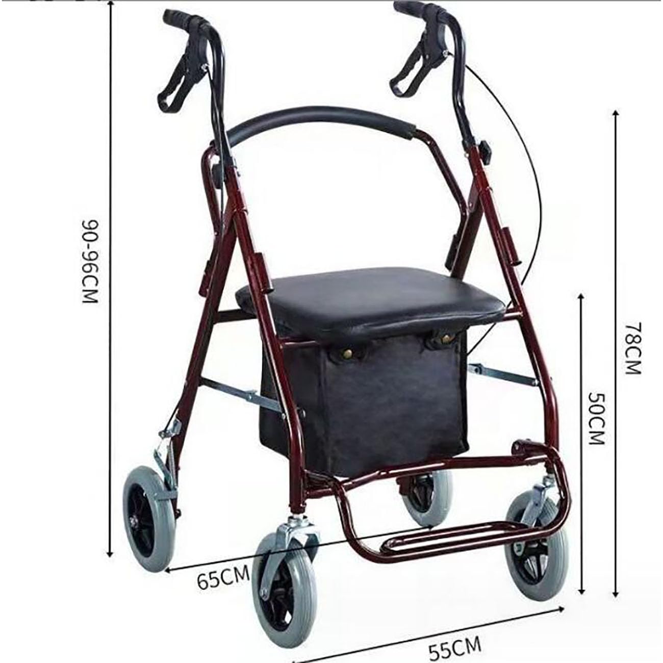 Deambulatore Ultraleggero Pieghevole,Carrellino per Anziani,Design del Freno A Mano,Carrello con Ruote Portatutto Spesa Portatile,Pedale Antiscivolo,Supporta Fino A 150 Libbre