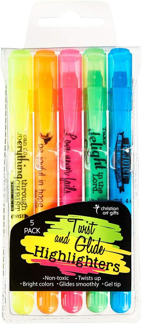 Amazon.com : Christian Art Gifts Twist & Glide Gel Multicolor Bible Highlighter Set for Study