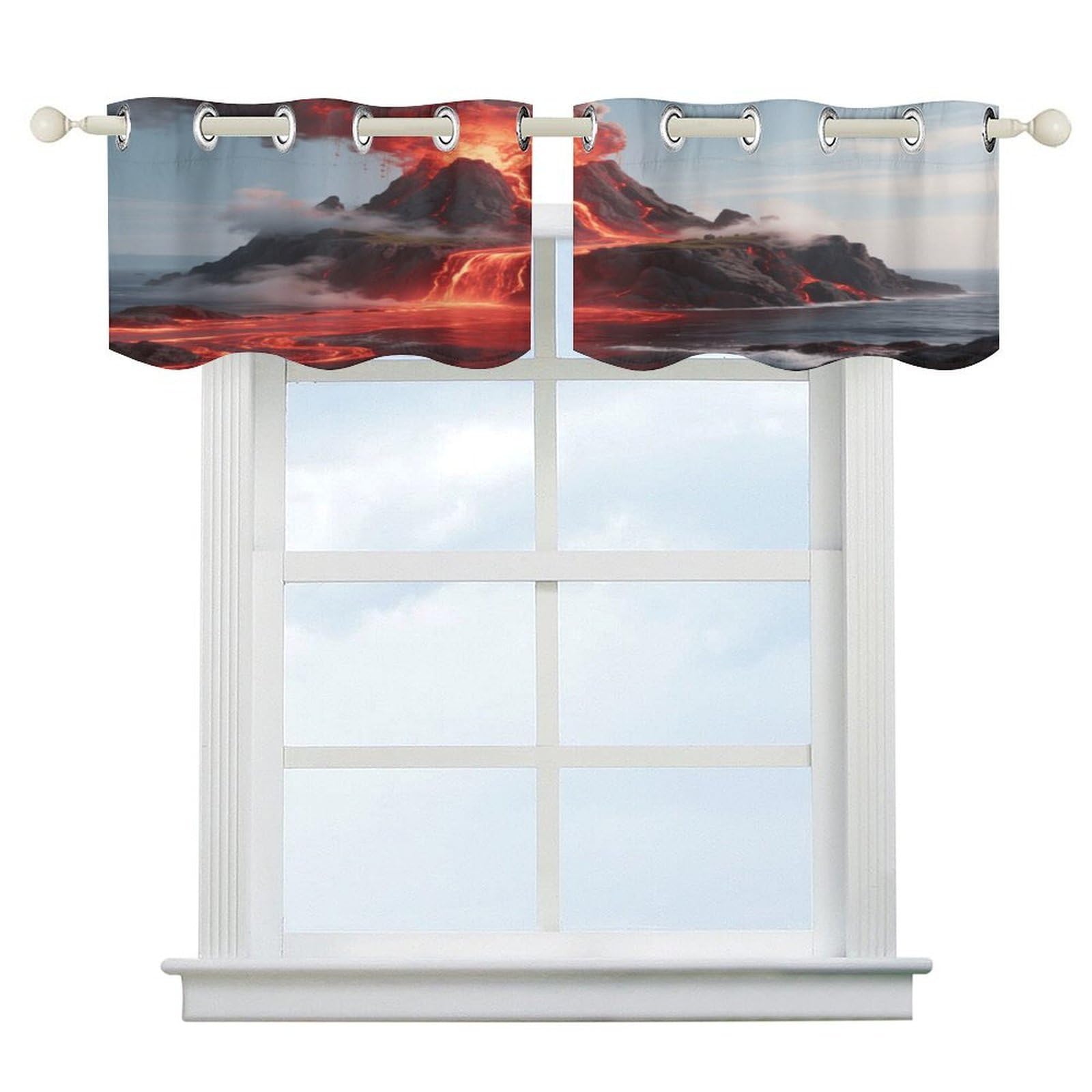 Fekiloot Style Hot Volcanic Island Short Curtains Valance Curtain