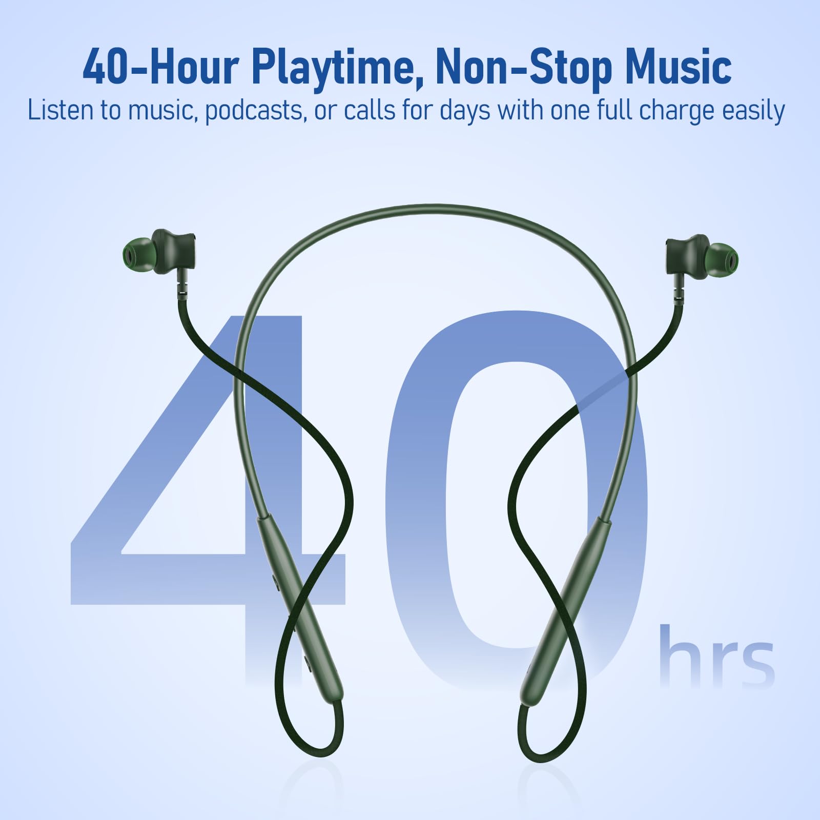 BT263 2PCS Neckband Bluetooth Earbuds, Dual Device Pairing, 40H Playtime, Quick Charge, IPX5 Waterproof Wireless Sport Headphones 4
