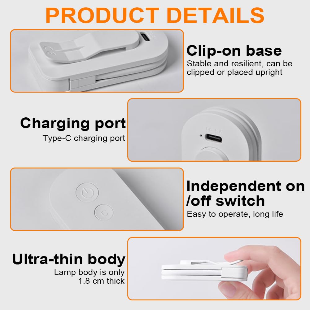 ABOHU LED Reading Light, Rechargeable Clip on Reading Light, 3 Eye-Protecting Modes Book Lamp (Warm/White/Mixed) - Image 2