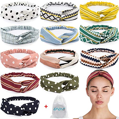 12 Colors Women Headbands Boho Headbands Turban Twisted Hair Bands Summer Sport Headband Elastic Hair Bands Criss Cross Hair Wrap Hair Accessories Motherâ€™s Day Gift for Women Girls by EAONE