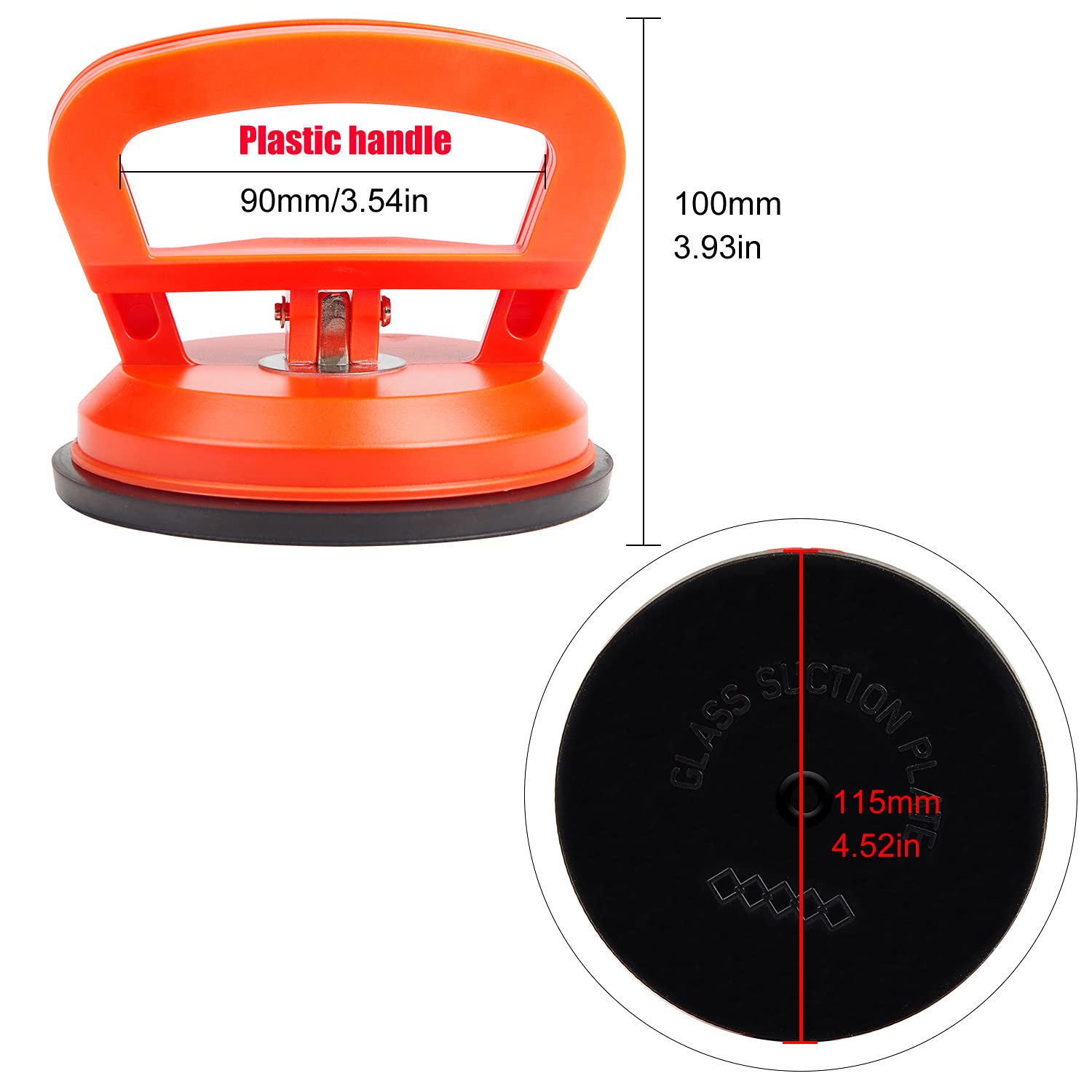 Ventosa para Cristal 118mm 50kg EXLECO Ventosa Coche Abolladuras Naranja