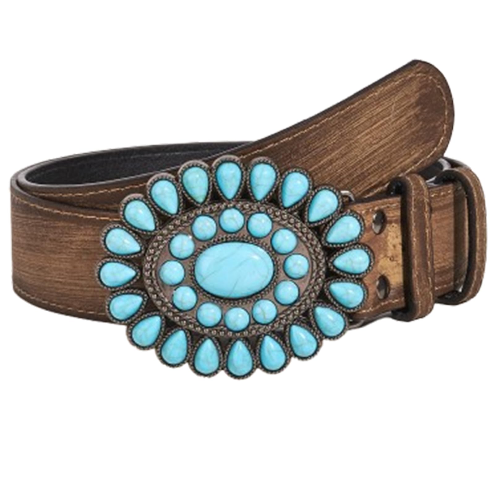 Western Boho women\'s distressed leather belt GORGLITTER Women main image 2