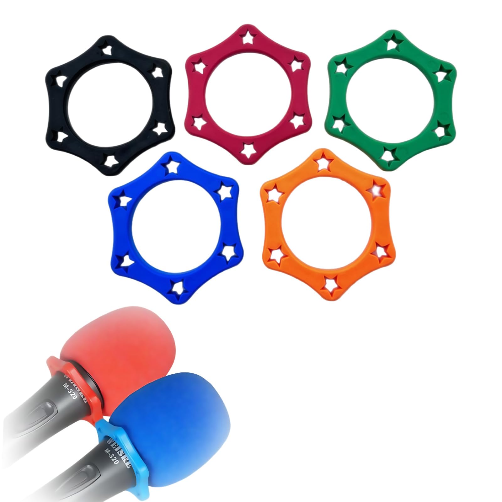 5pcs microphone anti-roll ring holder shock-proof rubber non-slip grip for handheld wireless mic(assorted colors)