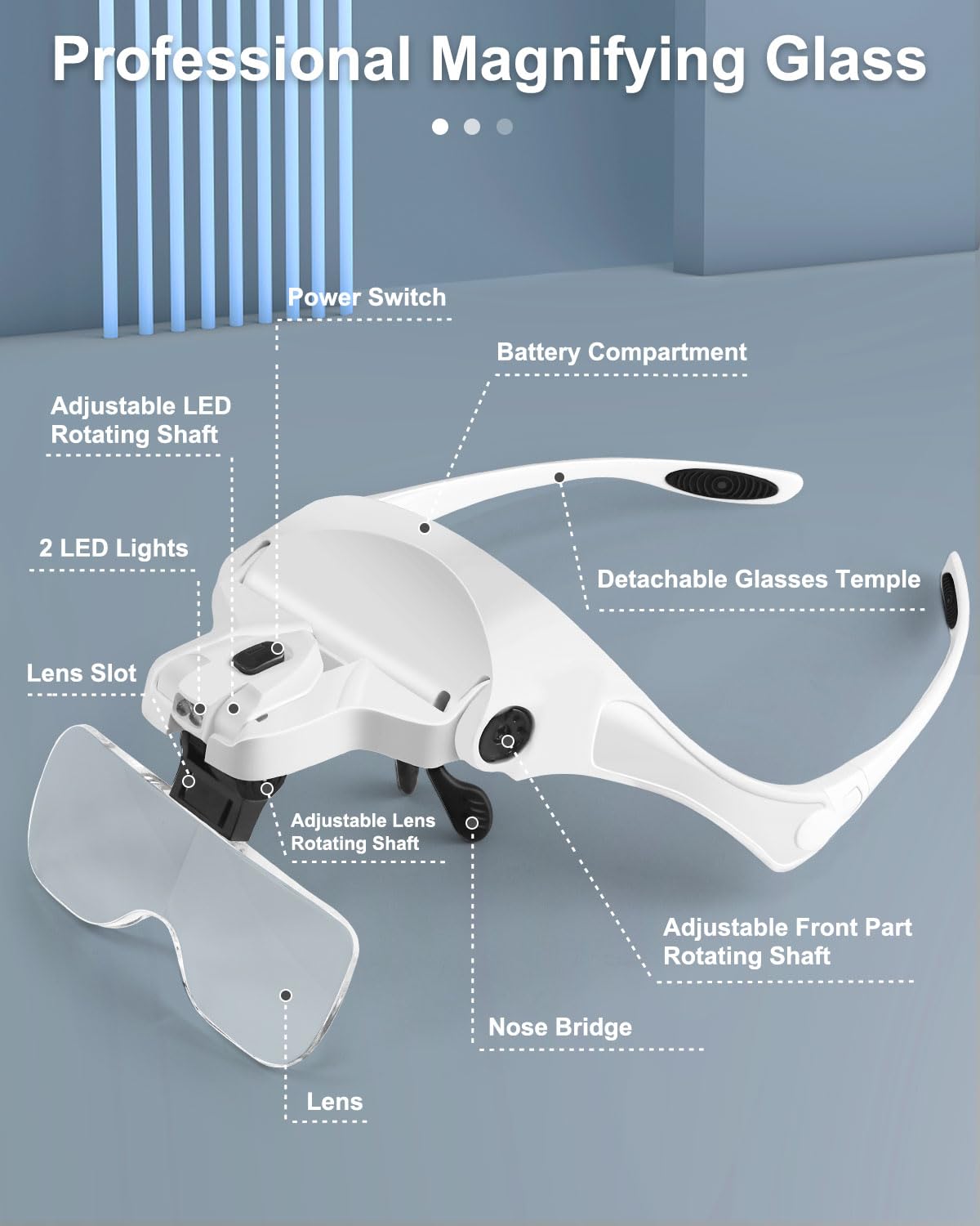 Lente D'Ingrandimento A Fascia Con Luce LED | 5 Lenti Rimovibili | Per Lavori Di Precisione - Foto 8