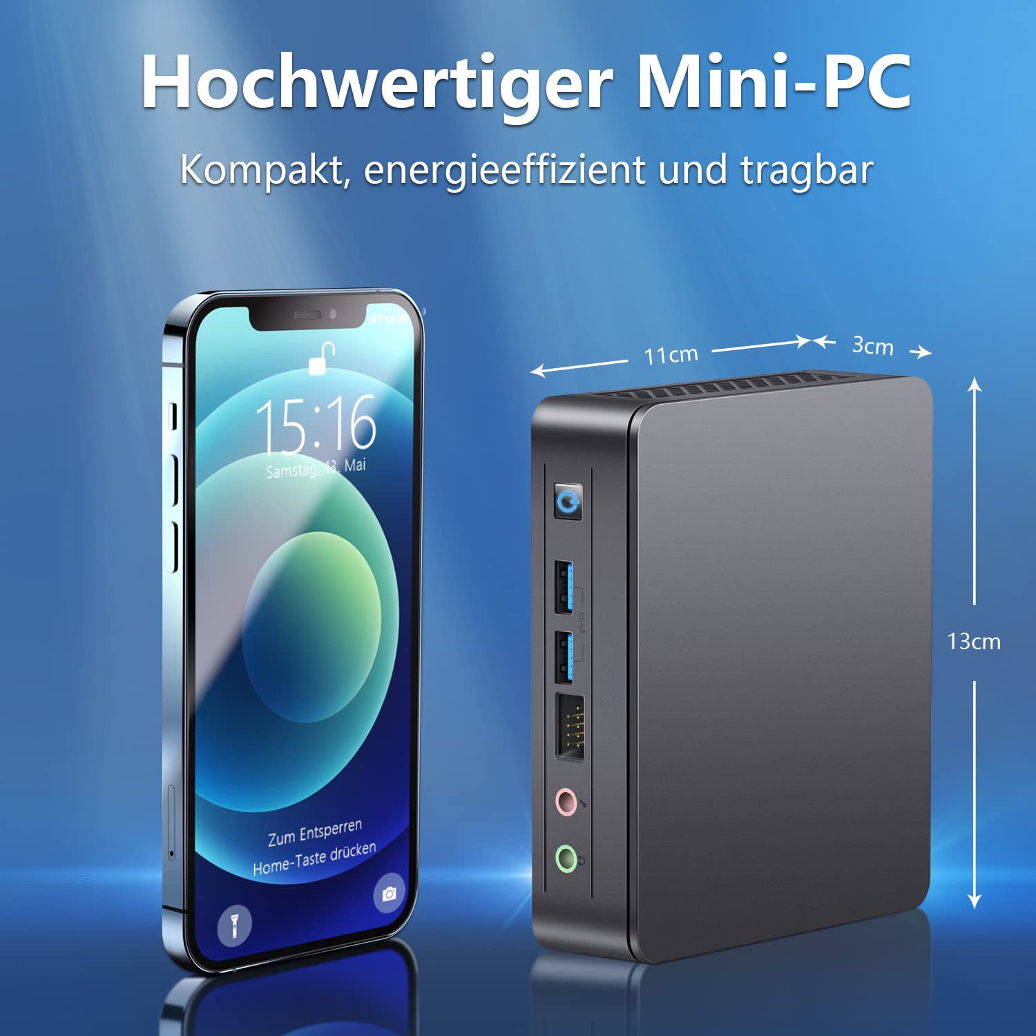 Intel/Asus Mini PC NUC 11 Essentiall mit 11th Gen N5105 bis zu 2,9 GHz, Mini Desktop Computer 8GB RAM, 256GB SSD, Windows 11 Pro Desktop Computer Dual 4K UHD HDMI WiFi Bluetooth v5.1