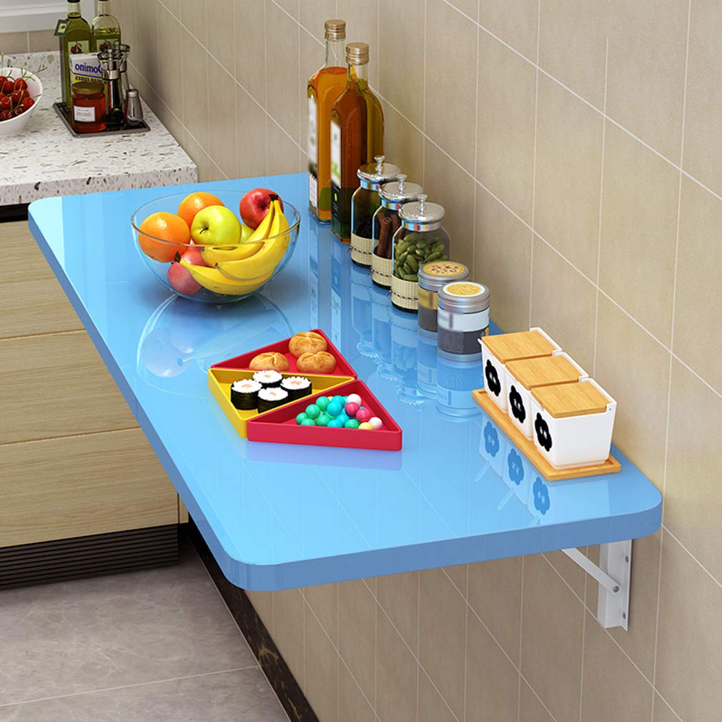 Table pliante murale avec 4 coins arrondis pour éviter les chocs dans la cuisine