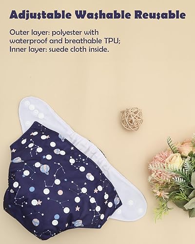 Miniatura 9 de ALVABABY pañales de tela para bebés tamaño único y ajustable pañales lavables y reutilizables para niños y niñas 6unidades con 12rellenos 6BM98