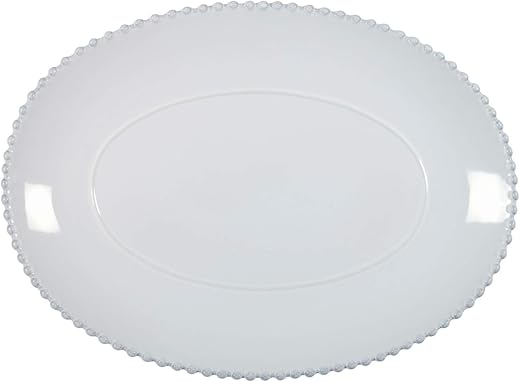 Costa Nova Pearl Collection Stoneware Ceramic Oval Platter 16", White