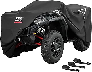 ATV Cover w/ Windproof Straps, Kemimoto 4 Wheeler Cover 300D Water-Resistant, Four Wheeler Trailerable Cover Heavy Duty Reflective Straps Easy Access Zipper and Vents, Black Large 95x50x48”