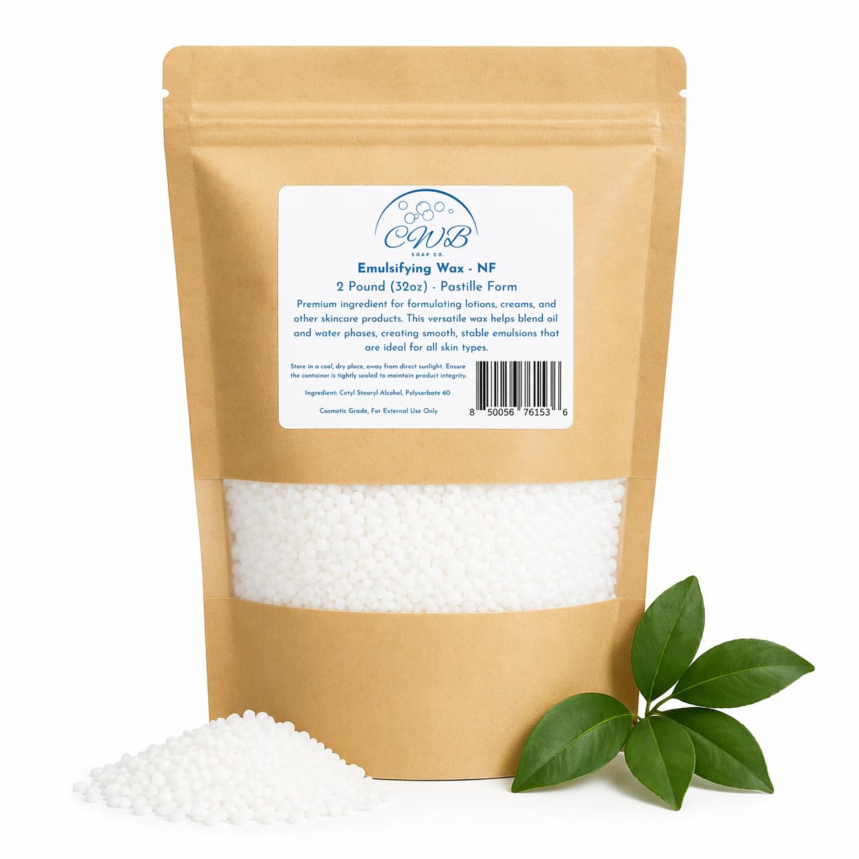 Emulsifying Wax NF 2 lb (32 oz) Pastilles – Emulsifying Wax for Lotion, Cream, DIY Skincare – Vegan, Cosmetic Grade, Stable Emulsifier