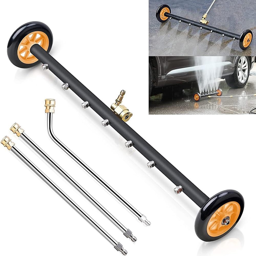 Limpiador De Chasis para Hidrolimpiadora, 24 Pulgadas, 7 Boquillas, 2 Varillas Extensibles + Varilla 75°, 4000 PSI