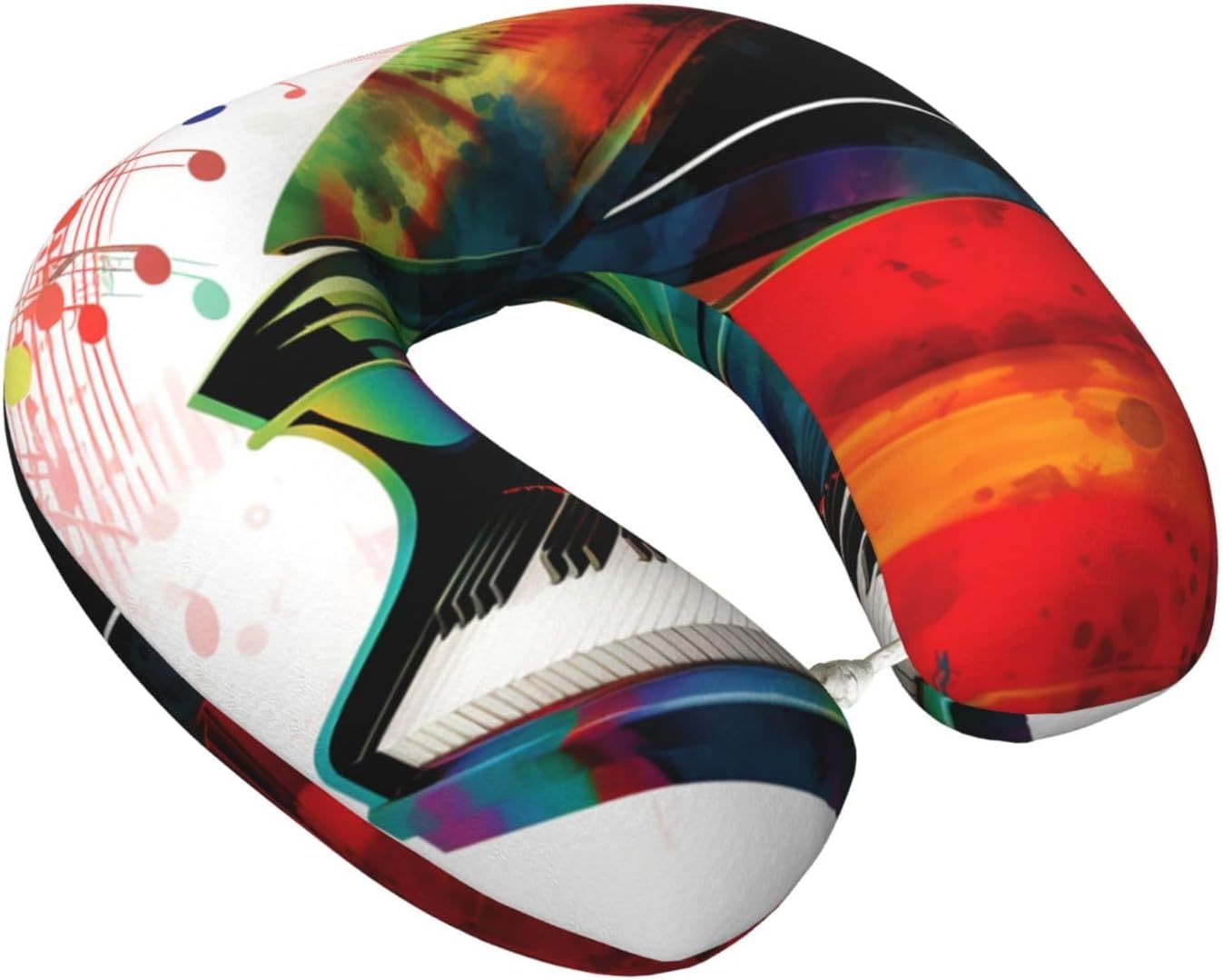 Memory Foam Travel Pillow Soft U-Shaped Neck Pillow Comfortable Colorful Piano Keyboard Music Head Support Pillow Travel Accessories for Sleeping Rest Airplane Car and Office image 2