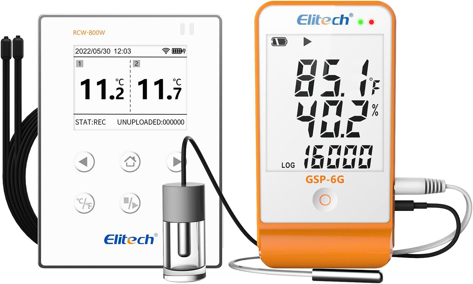 Elitech Temperature Data Logger GSP-6G+ Wireless Digital Data Logger Remote Real-Time Temperature Monitor RCW-800W-TDE