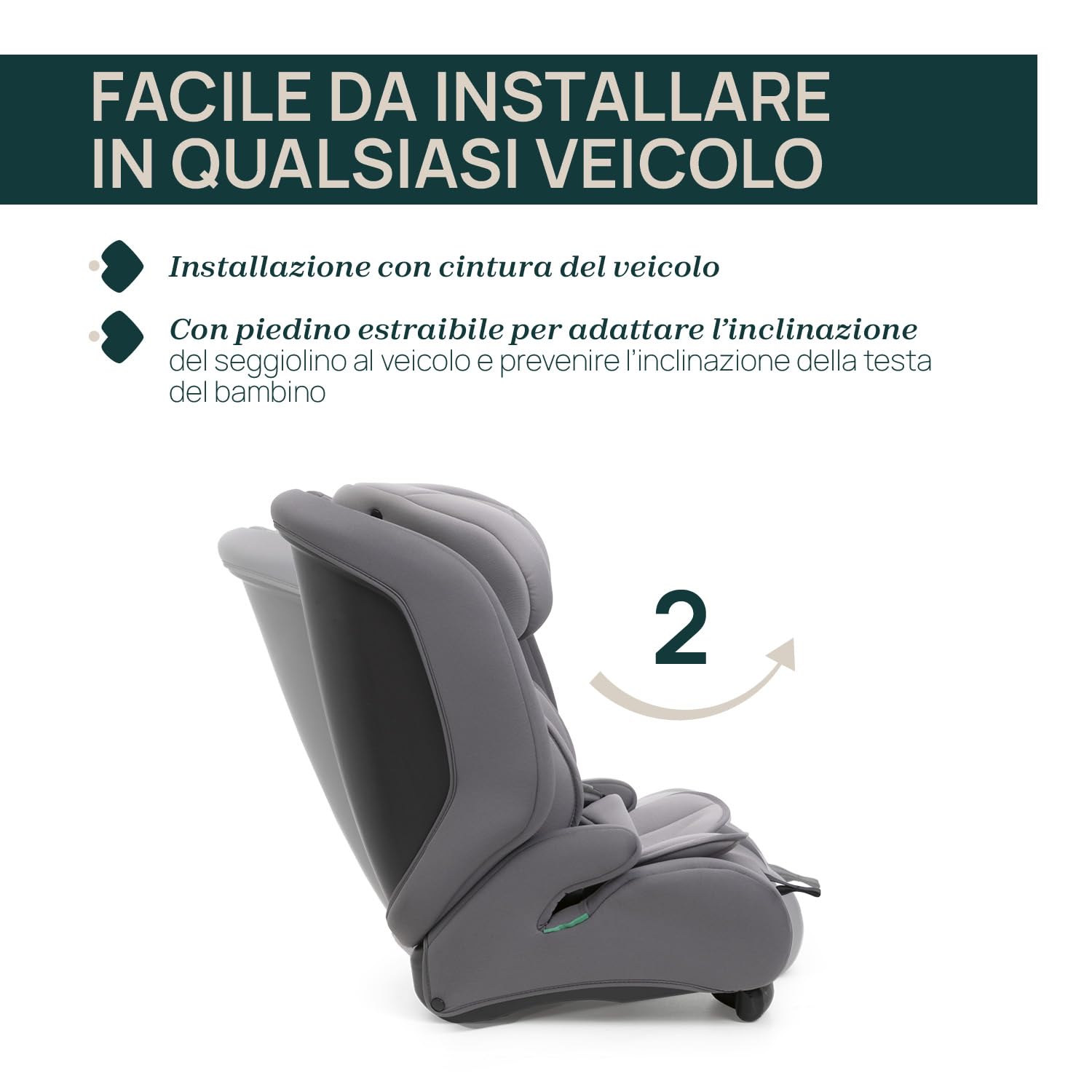 Chicco Gro Up i-Size, Seggiolino Auto 15 Mesi- 12 Anni (76-150 cm), Leggero, pesa solo 5 Kg, Poggiatesta regolabile, Con riduttore, Installazione con cintura dell'auto