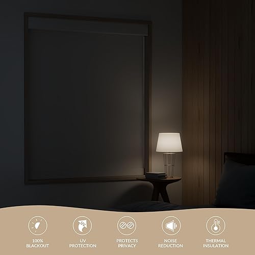 Miniatura 4 de HOTSOON Persianas enrollables de filtrado de luz para ventanas, persianas enrollables sin cordones, 5% de apertura con cenefa de casete,