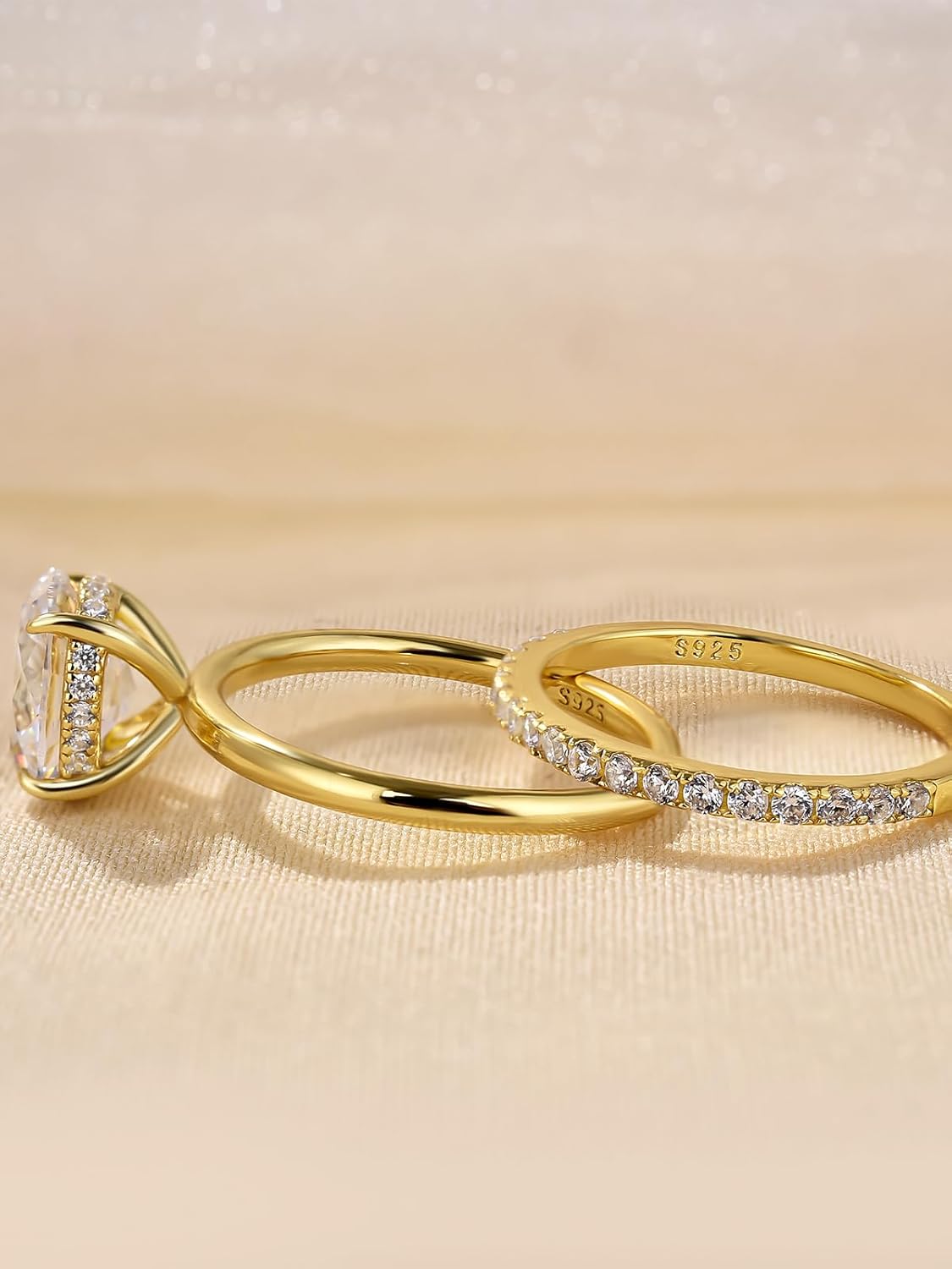 1.5CT/3.5CT Oval Cut Engagement Ring Set,S925 Silver AAAAA Grade CZ Bridal Wedding Ring Set - Image 6