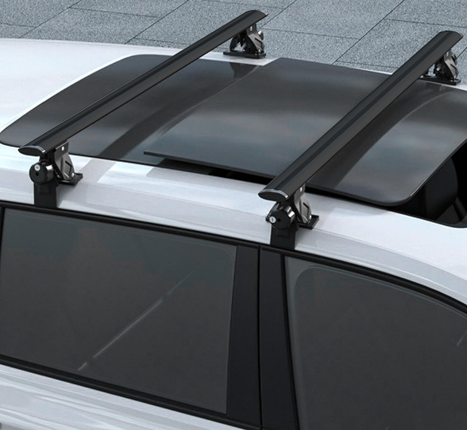 Auto Accessori Lupex - Barre da tetto portapacchi universali 140cm per auto Omologate, per tetto liscio senza rail, adatte per vari modelli 130-140 cm