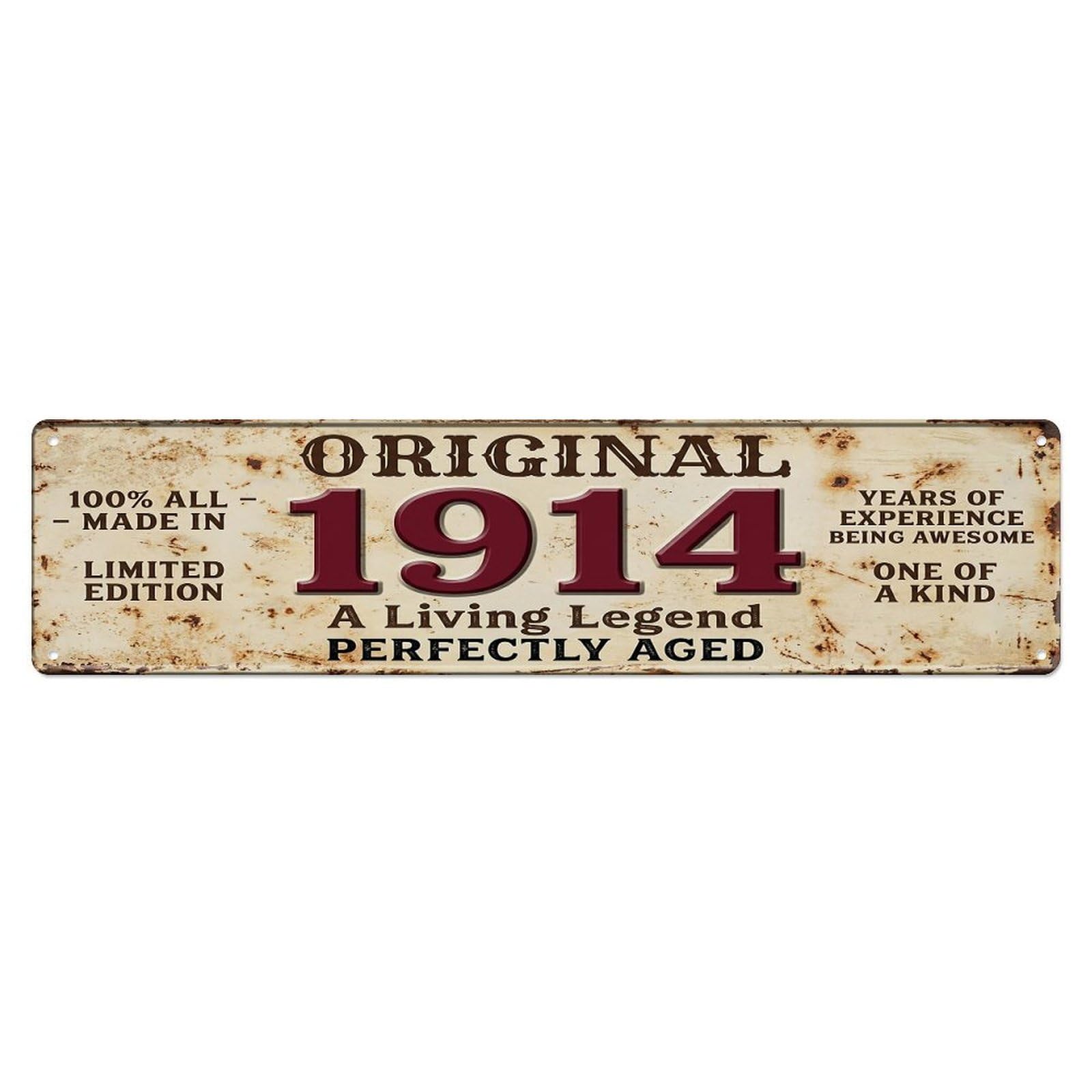 Original 1914 Limited Edition Perfectly Aged Live Legend Metal Tin Sign
