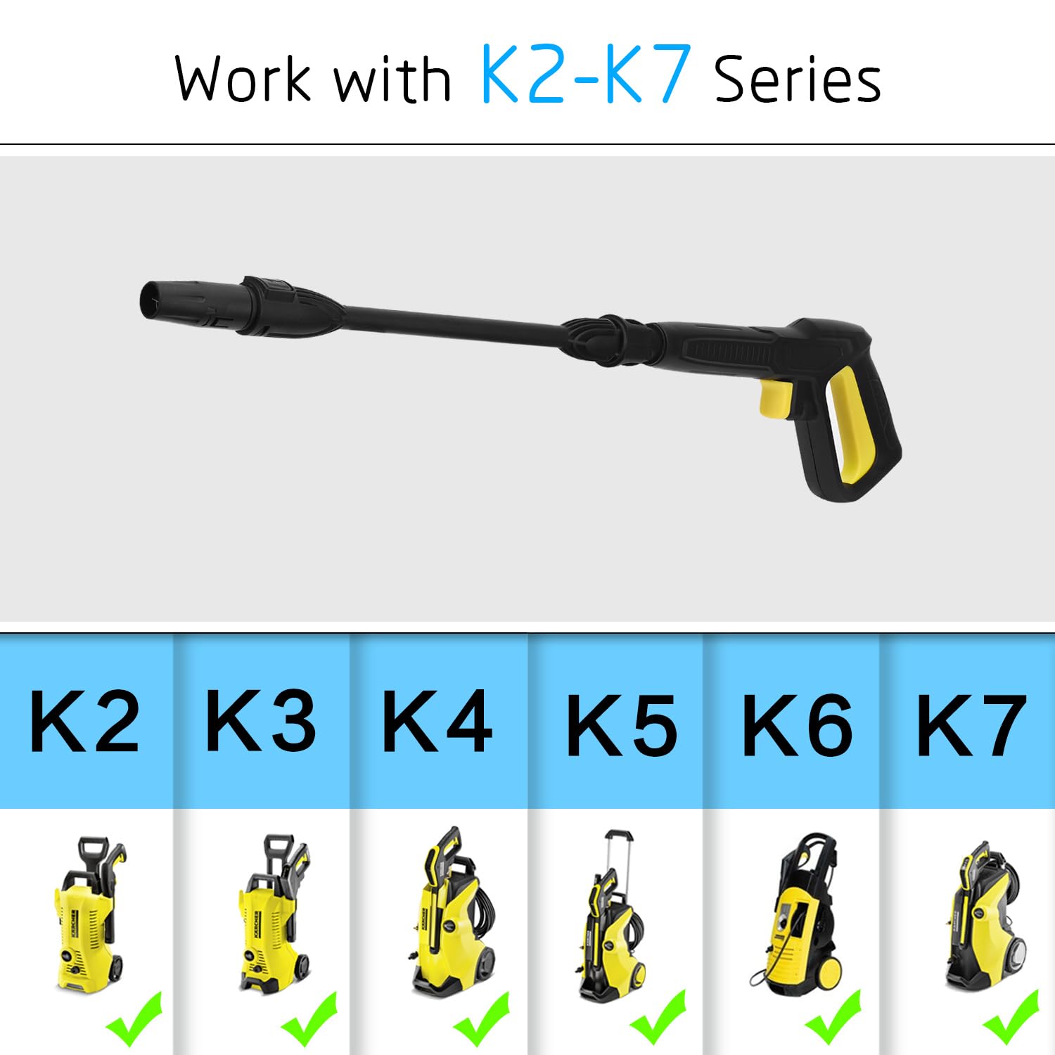 Lancia a Pistola per Idropulitrice Kärcher K2 K3 K4 K5 K6 K7 Serie, Accessori di Ricambio Kit Ugello a Spruzzo Regolabile Pistola a Spruzzo e Lancia Spray per Lavaggio Auto