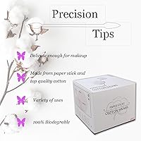 Vista 2 de 1000 puntas de precisión, hisopos de algodón de doble punta con barra de papel para maquillaje y limpieza