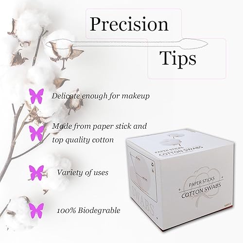 Miniatura 2 de 1000 puntas de precisión, hisopos de algodón de doble punta con barra de papel para maquillaje y limpieza