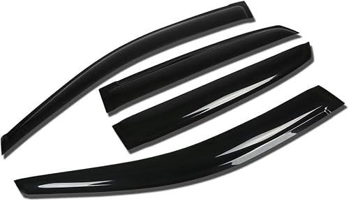 DNA MOTORING WVS-174 - Deflector de ventana de ventilación de humo oscuro, protector contra la lluvia/sol, paquete de 4