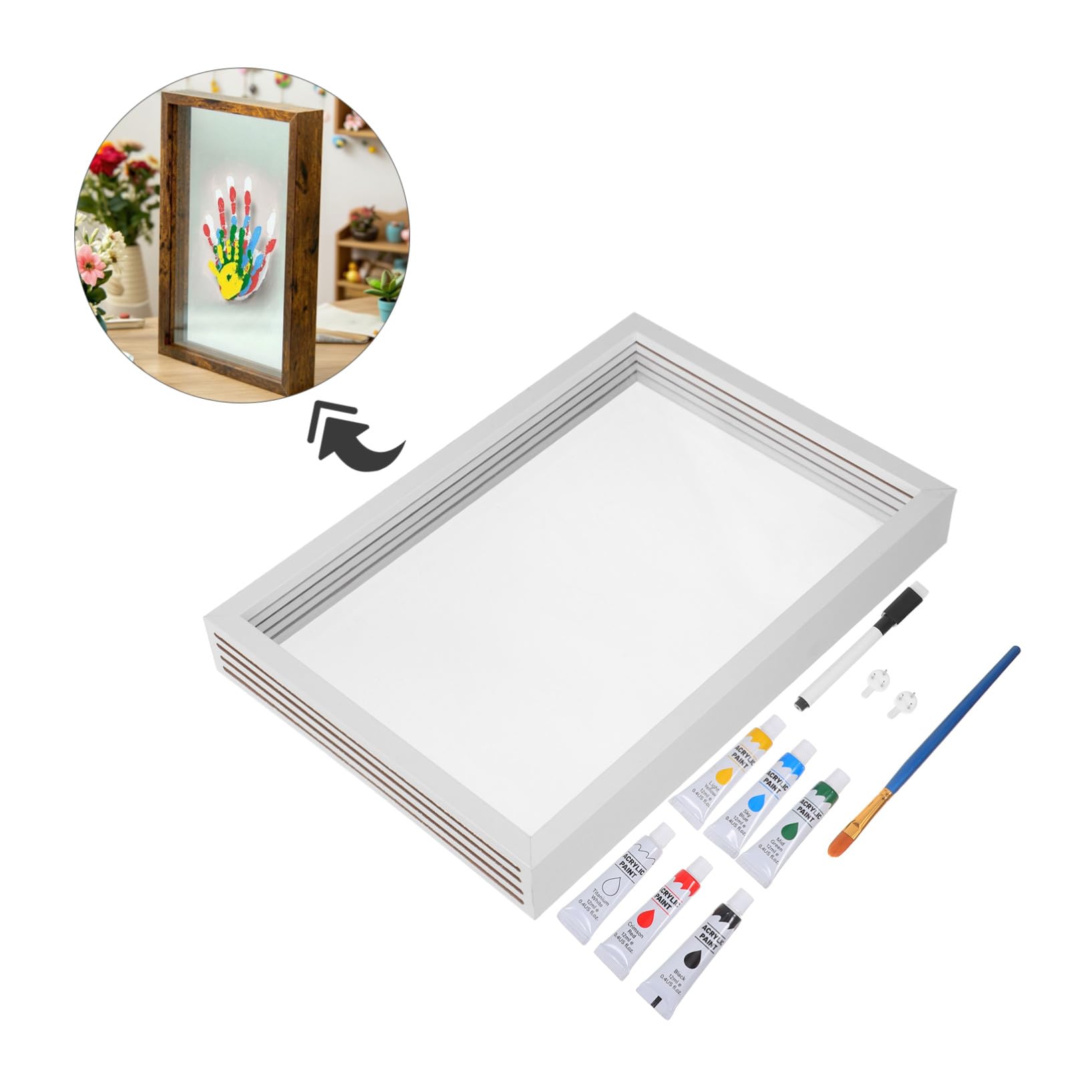 Alipis Kit De Manualidades Huellas De Manos Para Familias Marco De Fotos De Madera Diy Para Huellas De Manos y Pies Para Decorar El Hogar El Aniversario De Pareja