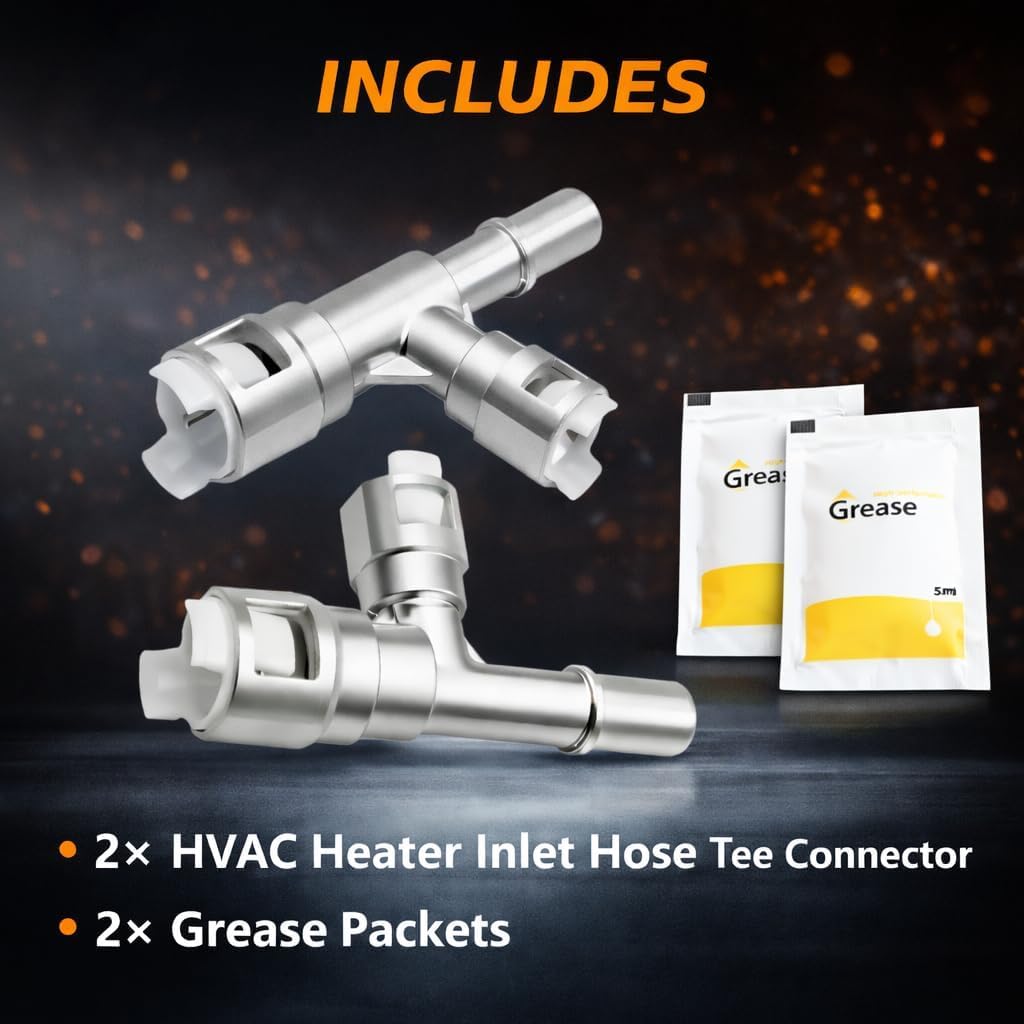 Aluminum Metal HVAC Heater Inlet Hose Tee Connector Compatible with Cadillac Escalade Chevrolet Silverado2007-2014 Suburban 2000-2014 GMC Sierra Yukon Replace# 15055342 800-414HP 800-413HP 15055343