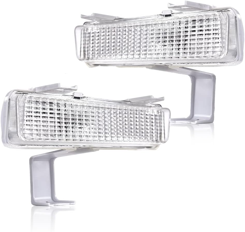 CHEDA Turn Signal Lights Compatible with Chevy Caprice 1980-1990 Plastic Lens Left & Right Bumper