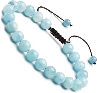 اساور طاقة من الاحجار الكريمة الطبيعية مقاس 8 ملم للجنسين بوني بوكس كريستال كوارتز شبه ثمين وحبل مضفر لتخفيف التوتر مكرمية ريكي