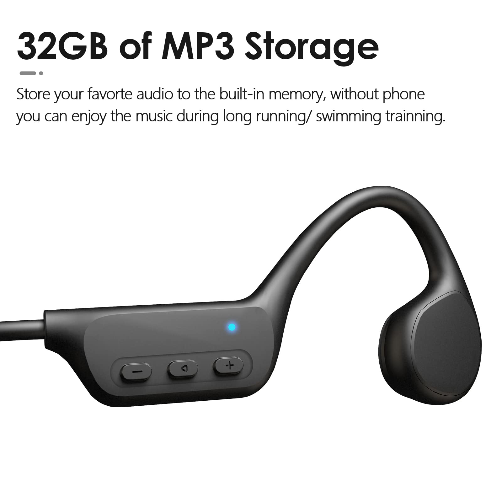 Auriculares de conducción ósea auriculares natación, impermeable IPX8, reproductor MP3 32GB, Bluetooth 5.3, auriculares deportivos inalámbricos abiertos, micrófono integrado