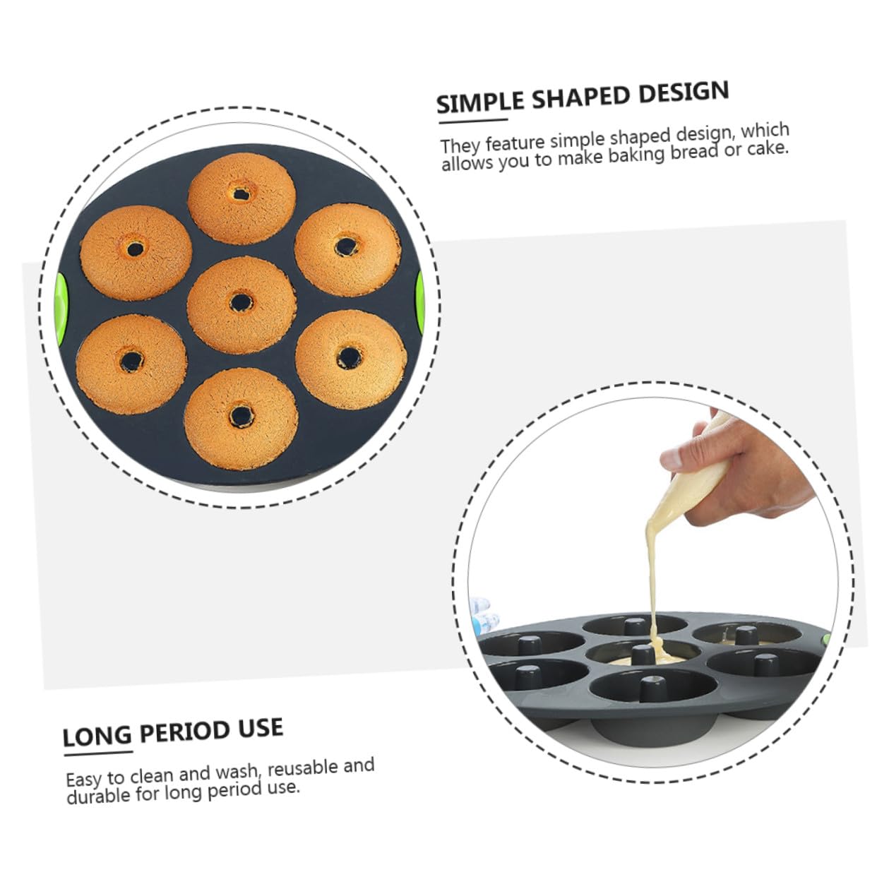 Molde para Hacer Pasteles de Silicona 5piezas Reutilizable y Fácil de Limpiar para Hornear en Cocina, Adecuado para Familia y Amigos