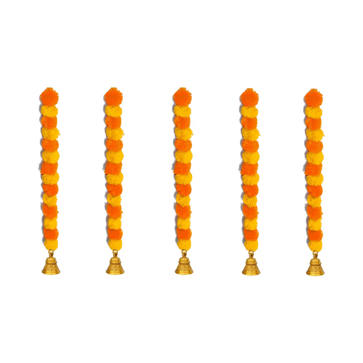 Craftox Decor Marigold Artificial Garland with Bell in The Bottom|Diwali Decorations, Colour Yellow & Light Orange, Pack of 5 (31505) (B0BJPJQHL9) Amazon Price History, Amazon Price Tracker