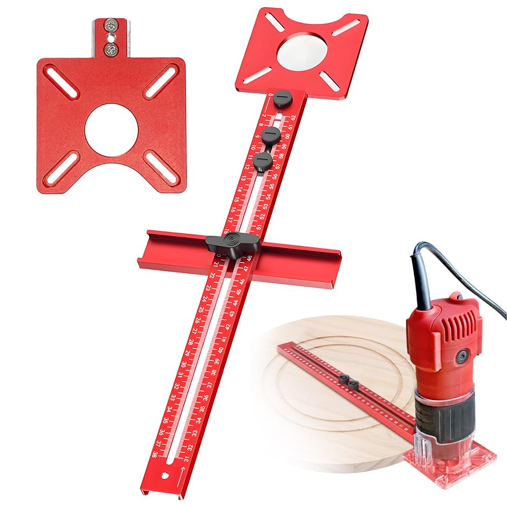 BIZOI 4 in 1 Router Milling Groove Bracket, Adjustable Metric Router Circle Cutting Jig, Aluminium Alloy Router Table Insert Plate for Woodworking Adjustable Multifunctional Router Jig for Flip Board