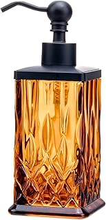 10Oz Amber Glass Soap Dispenser with Matte Black Pump,Lead-Free Thick-Cu...