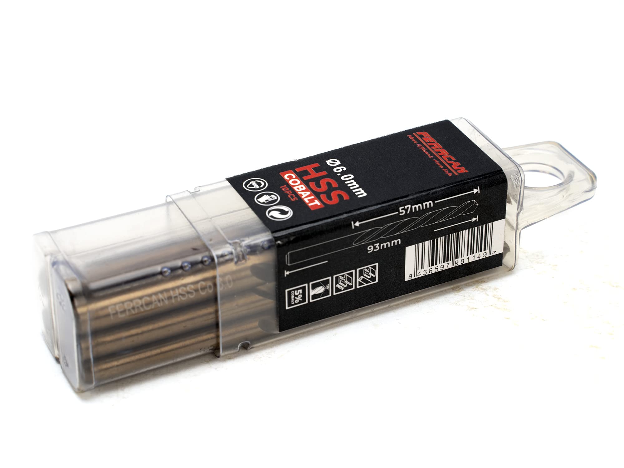 Brocas para metal HSS DIN338 M35 5% cobalto para taladrar en acero inoxidable, hierro y otros metales (paquete de 10 unidades por medida) (6mm)