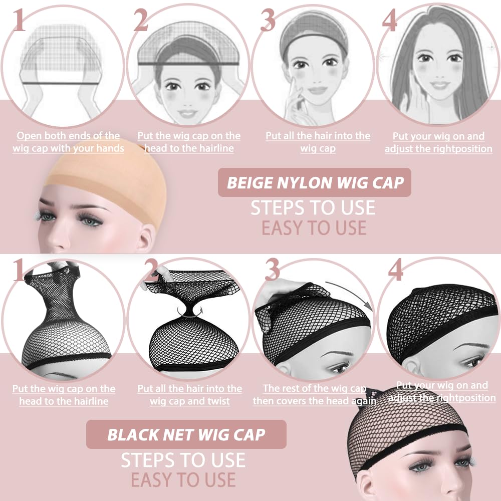 Gorros de Peluca Redecilla Elástico Transpirable Unisex 6 Piezas