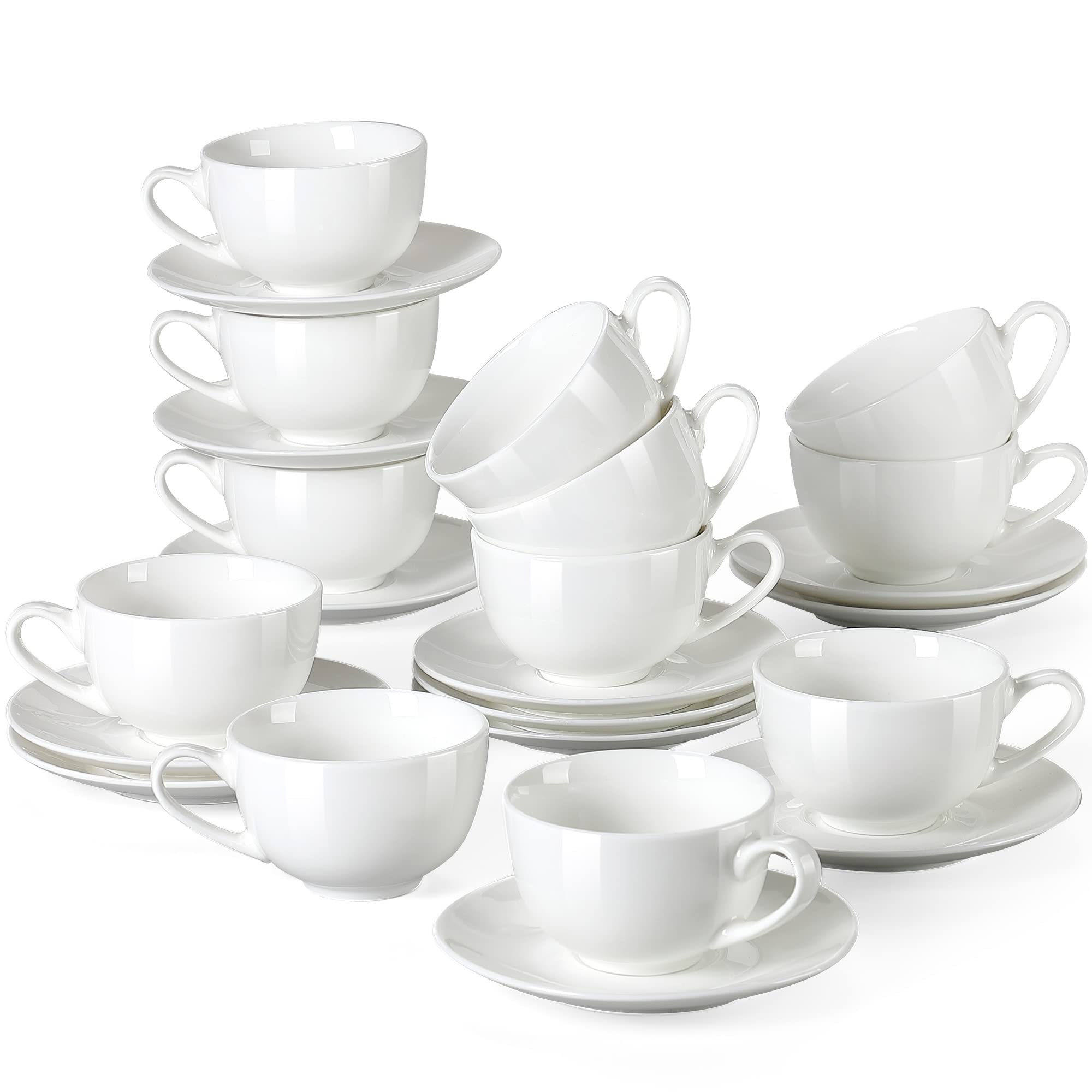 LOVECASA, Serie Sweet, Kaffee-Teeservice aus Porzellan für 12 Personen, Cappuccino-Tasse 230 ml + Untertasse
