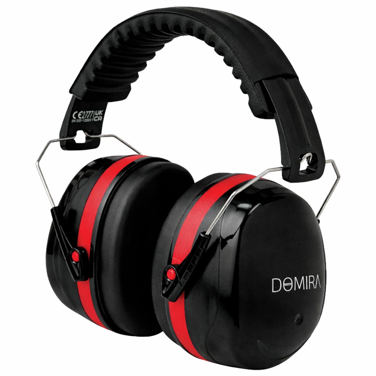 Domira Men's Black And Red Ear Defenders For Adults – Lightweight Hearing Protection Earmuffs With Headband, Noise Reduction 33Db For Work, Shooting, Diy, Airports – Black/Red Or Black/Green (Black And Red)