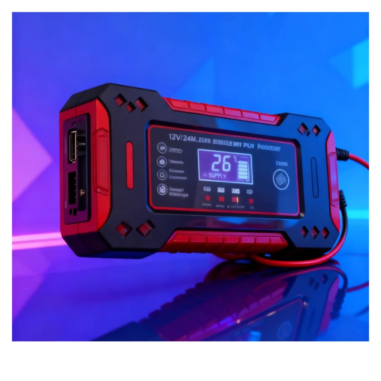 Cargador de Bateria, Cargador inteligente for baterías de coche de 12 V, mantenedor de baterías for motocicleta con pantalla LCD