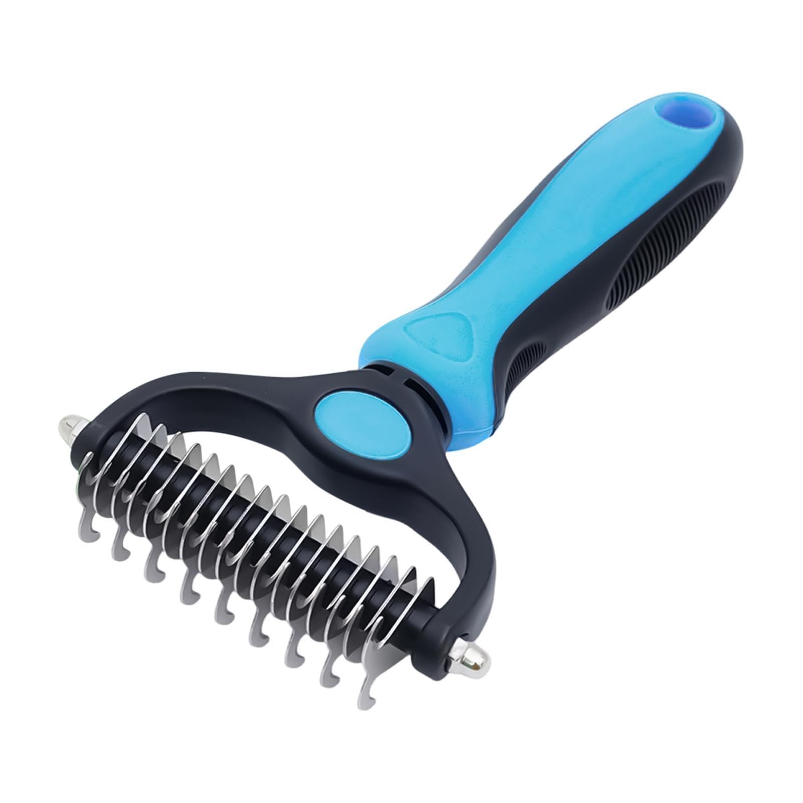 Long Hair Brush for Dogs, Double Sided Pet Grooming Supplies Rake for Indoor Fur Kitten Puppy Long Short Hair Removal Knots and Loose Hair