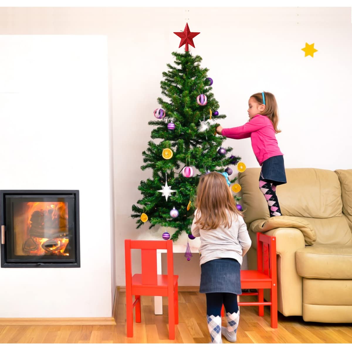 Feeric Christmas Kerstboom piek ster - wit - kunststof - 37,5 cm | Leen