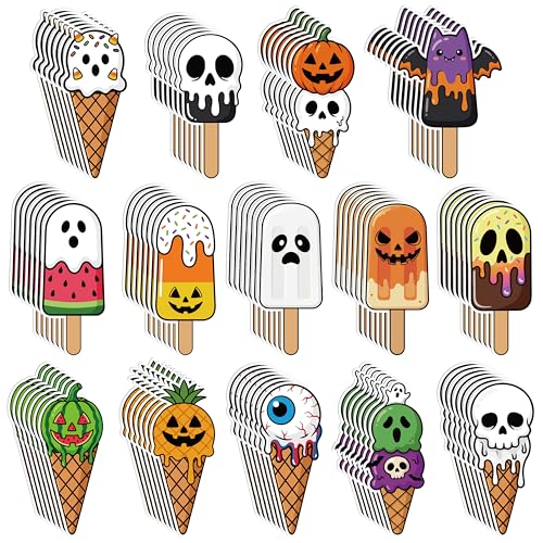 Eartim Summer Ice Cream Bookmark - 98Pcs Cartoon Little Boo Ghost Pumpkin Ice Cream Pattern Bookmark for Kid Summer Holloween Party Gift Birthday Goodie Bag Filler School Game Prize Reading Lover Gift