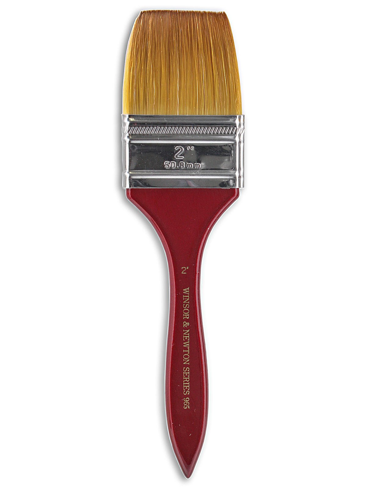 Winsor & Newton Cepillo de Mango Corto de Nailon Dorado y Pelo Natural Serie 965, lavado de 2 Pulgadas, níquel