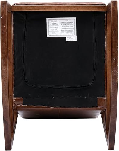 Miniatura 5 de VESCASA Mecedora tapizada de lino con respaldo copetudo de canal, moderna y cómoda mecedora de mediados de siglo con marco de madera de nogal claro